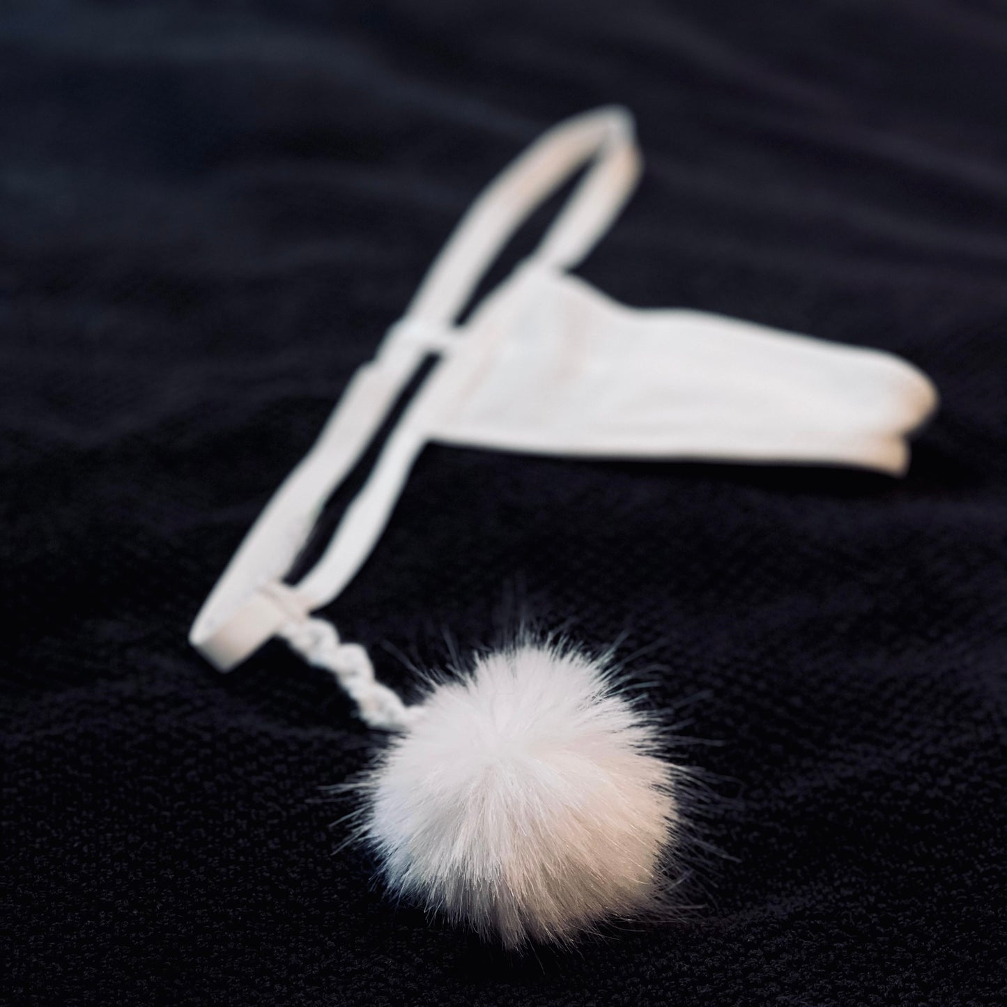 Snow White Mink PomPom ⋆ White Thong