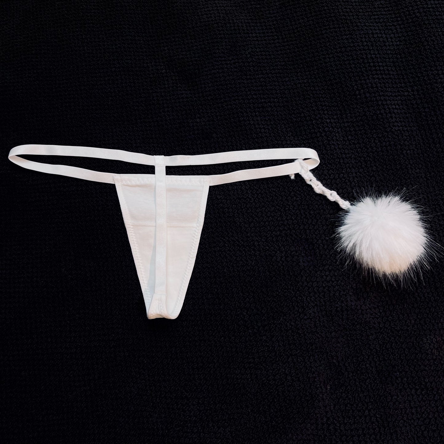 Snow White Mink PomPom ⋆ White Thong