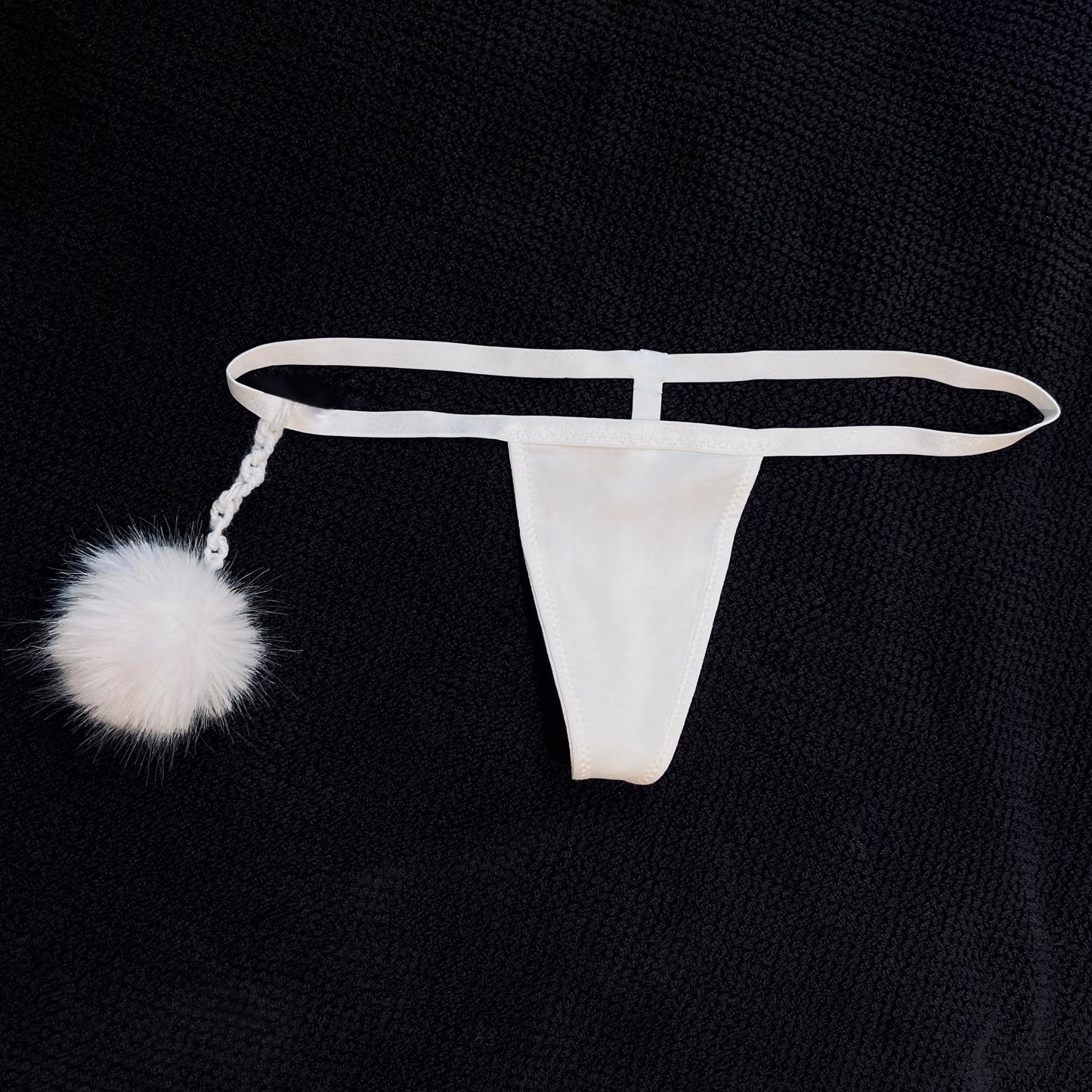 Snow White Mink PomPom ⋆ White Thong